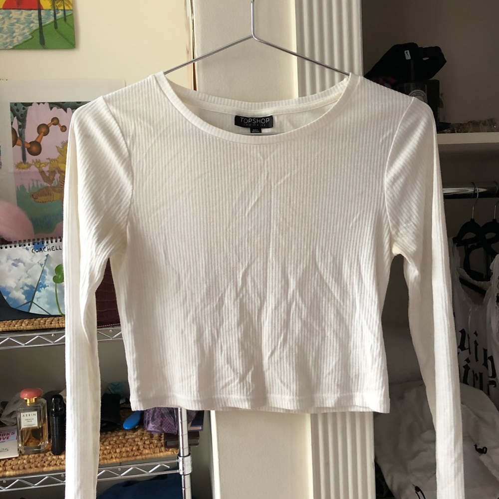 topshop ribbed crop long sleeve